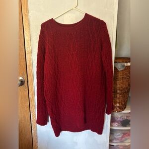 Zara Knit Red Cable Knit Sweater | Made with Italian Yarn | Size M